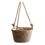 Cesto Porta Maceta Colgante En Ratan Tejido Forrado Grande - Imagen 15