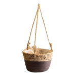 Cesto Porta Maceta Colgante En Ratan Tejido Forrado Grande - Imagen 8