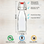 Botella De Vidrio Tapon Hermetico Para Fermentacion 1000ml - Imagen 7