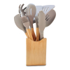 Juego 9 Piezas Utensilios Silicona + Soporte Madera Cocina