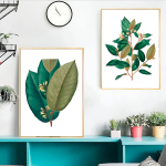 Cuadro Decorativo Moderno Hojas Con Marco Dorado - Imagen 6