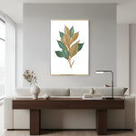 Cuadro Decorativo Moderno Hojas Con Marco Dorado - Imagen 5