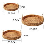 Bandeja Rattan Con Asas Circular Rustica Decorativa 22cm - Imagen 3