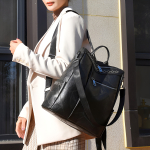 Cartera Mochila Urbana En Cuero Pu Bolsillo Externos - Imagen 12