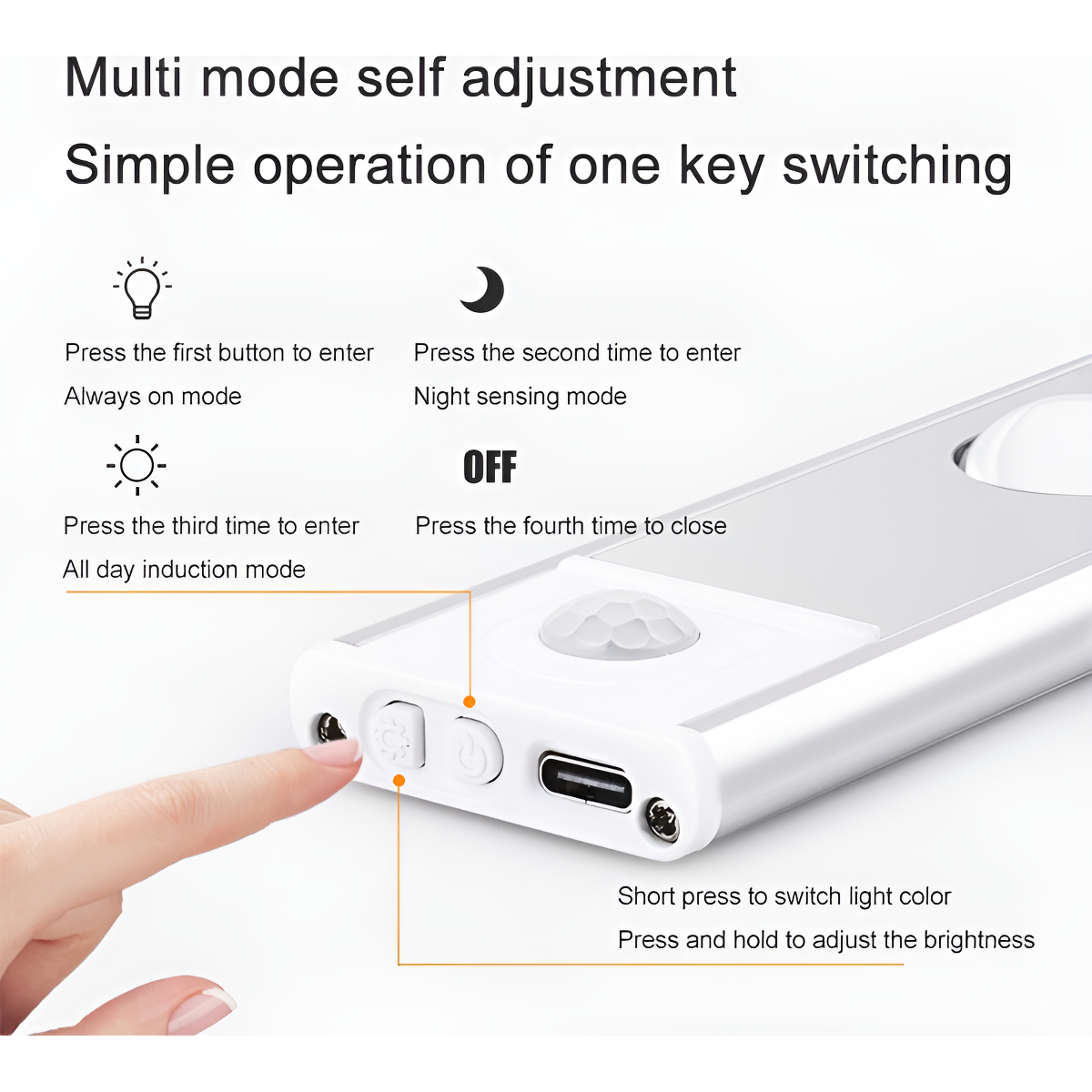 Tira De Luz Led Rígida Recargable Usb Regulable - 50cm - Imagen 5