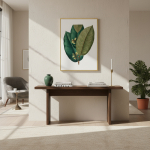 Cuadro Decorativo Moderno Hojas Con Marco Dorado - Imagen 2