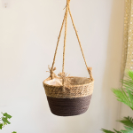 Cesto Porta Maceta Colgante En Ratan Tejido Forrado Grande - Imagen 20