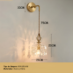 Lámpara Pared Cristal Lujo Estilo Nórdico Led Decorativa - Imagen 2