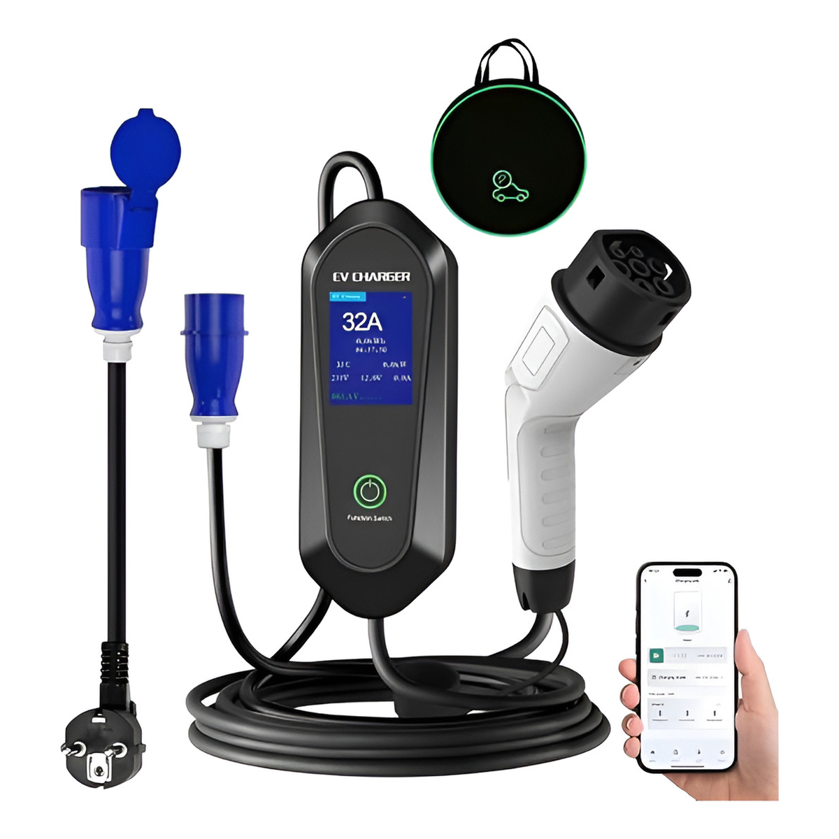 Cargador Portátil De Auto Eléctrico Tipo 2 Con Schuko 32a - Imagen 1