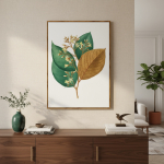 Cuadro Decorativo Moderno Hojas Con Marco Dorado - Imagen 11