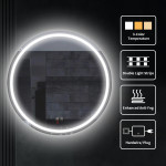 Espejo Baño Led Redondo 80cm Con Desempañador Segovia - Imagen 7