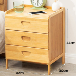 Mesa De Luz Bamboo Tres Cajones Para Dormitorio - Imagen 4