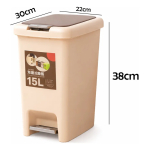 Papelera Cocina Y Baño Cesto Tacho De Basura Doble Tapa 15 L - Imagen 2