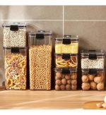 De 5 Recipientes Doble Enganche Herméticos Apilables Blanco - Imagen 4