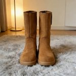 Bota Mujer Larga Invierno Plegable Con Corderito - Imagen 9