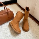 Bota Mujer Larga Invierno Plegable Con Corderito - Imagen 6