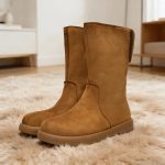 Bota Mujer Larga Invierno Plegable Con Corderito - Imagen 5