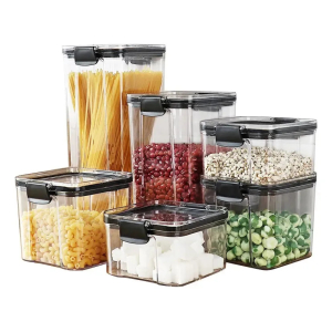 De 5 Recipientes Doble Enganche Herméticos Apilables Blanco