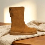 Bota Mujer Larga Invierno Plegable Con Corderito - Imagen 7