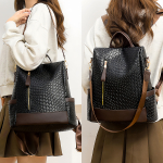 Cartera Mochila Anitrrobo Diseño De Piel Cocodrilo - Imagen 6