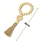 Guirnalda De Cuentas De Madera Con Borlas Y Corazón Rústico - Imagen 3