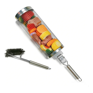 Tubo Canasta Para Asar Verduras + Cepillo Limpiador