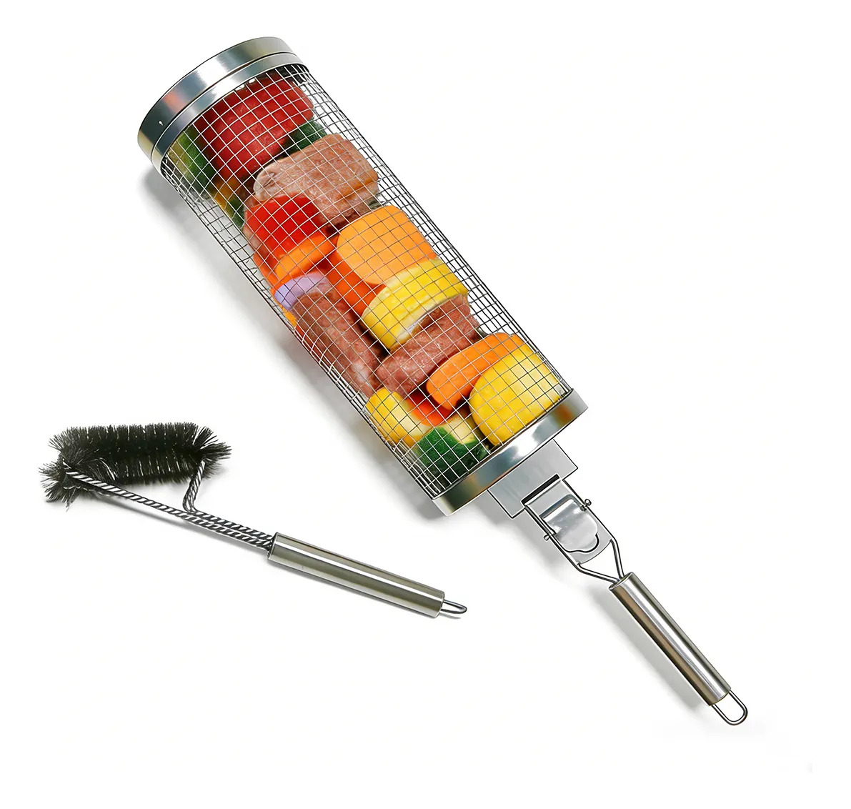 d_726455-mlu108805992782_032026-f.jpg Tubo Canasta Para Asar Verduras + Cepillo Limpiador - Imagen 1