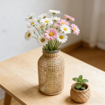 Florero Frasco Boll?n Decorativo De Vidrio Con Mimbre Grande - Imagen 5