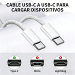 Cable Cargador Compatible iPhone Tipo Usb C Trenzado 1 Metro - Imagen 6