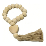 Guirnalda De Cuentas De Madera Con Borlas Y Corazón Rústico - Imagen 2