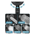 Ducha Telefono Baño Duchero Lluvero 5 Niveles De Fuerza Negro Mate - Imagen 3