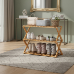 Organizador De Calzados En Bambu 3 Estantes Diseño En X