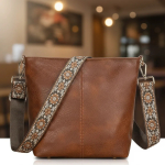 Bolso Cartera Cuero Alta Calidad Gran Capacidad Asa De Tela