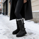 Bota Mujer Corderito Interno Caña Media Suela Alta - Imagen 9