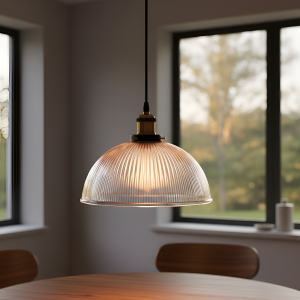 Lampara Campana Colgante De Techo Tipo Industrial De Vidrio