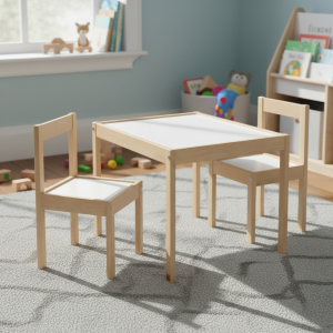 Juego De Mesa Y Dos Sillas Para Niños De Madera Basicas