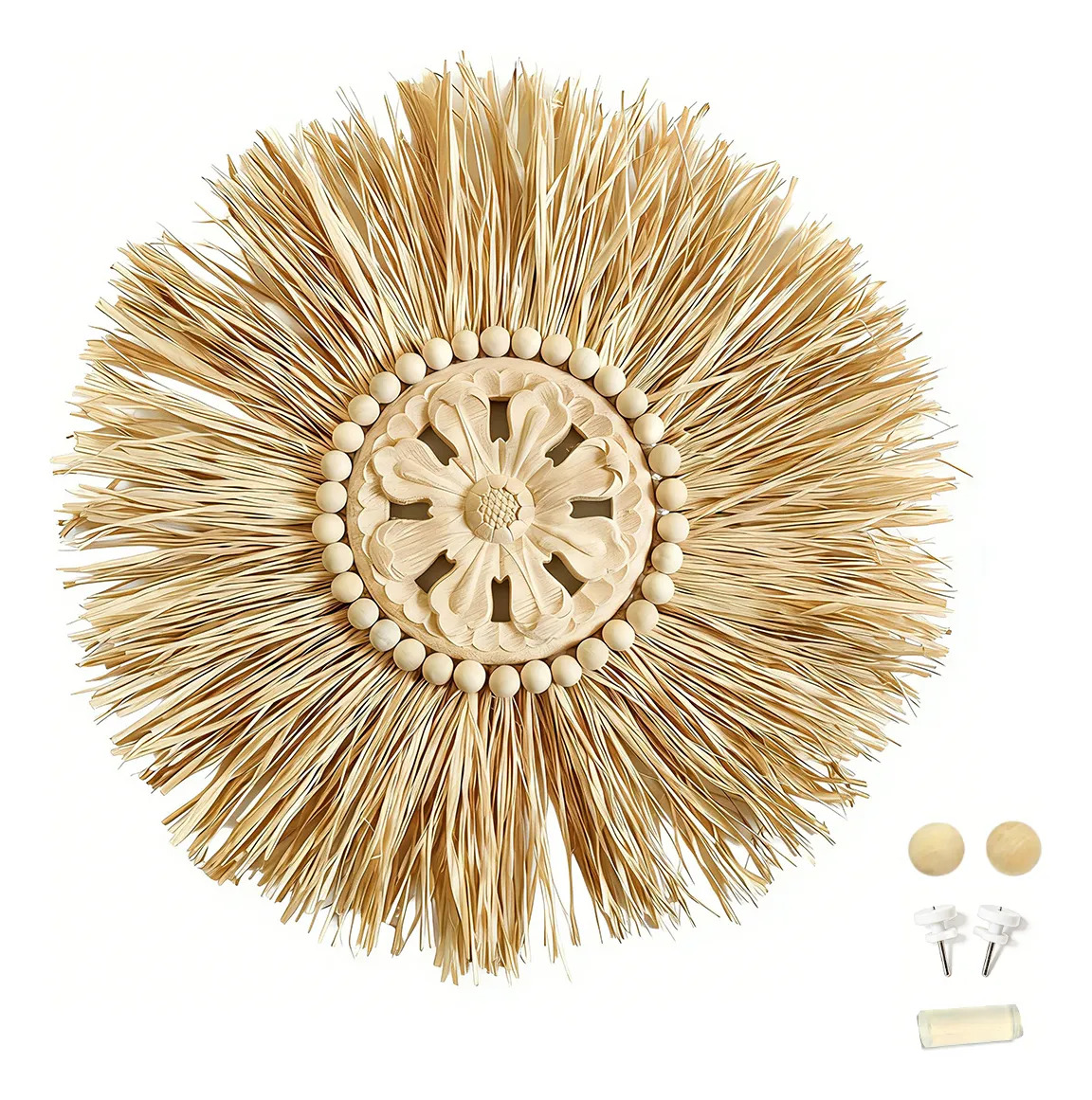 d_949849-mlu109107673375_032026-f.jpg Decoración De Pared Boho Fibras Naturales Detalles En Madera - Imagen 1