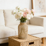 Florero Frasco Boll?n Decorativo De Vidrio Con Mimbre Grande - Imagen 4