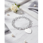 Pulsera De Plata Gruesa Con Dije Corazón Grande