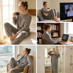 Pijama Mujer De Felpa Suave Conjunto Dos Piezas - Imagen 6