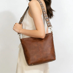 Bolso Cartera Cuero Alta Calidad Gran Capacidad Asa De Tela - Imagen 3