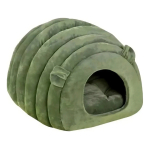 Cueva Cama Peluche Acolchada Para Gatos Perros Grande Color Verde Diseño Oruga
