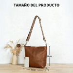 Bolso Cartera Cuero Alta Calidad Gran Capacidad Asa De Tela - Imagen 9