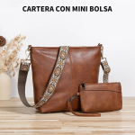 Bolso Cartera Cuero Alta Calidad Gran Capacidad Asa De Tela - Imagen 11