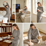 Pijama Mujer De Felpa Suave Conjunto Dos Piezas - Imagen 7