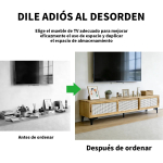 Rack Tv Bambú Ratán 160 Cm Con Puertas Corredizas - Imagen 5