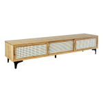 Rack Tv Bambú Ratán 160 Cm Con Puertas Corredizas