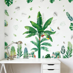 Vinilo Decorativo Pared Tropical Hojas Y Pájaros - Imagen 8