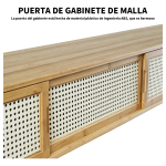 Rack Tv Bambú Ratán 160 Cm Con Puertas Corredizas - Imagen 8