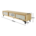 Rack Tv Bambú Ratán 160 Cm Con Puertas Corredizas - Imagen 2